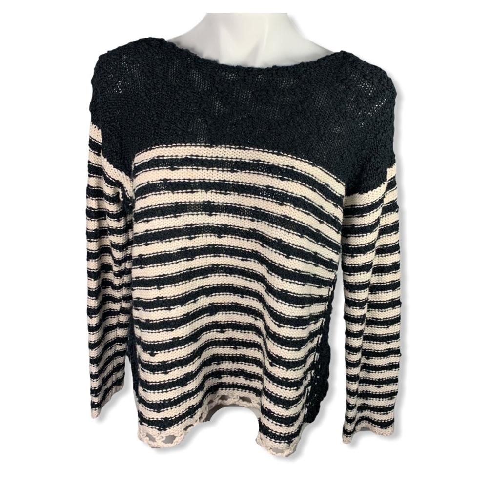 Free People French Creek Crochet Striped Sweater